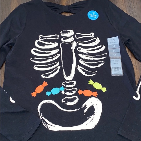 🎃New Carter’s Halloween Glow-In-The-Dark Skeleton Tee - Picture 5 of 7